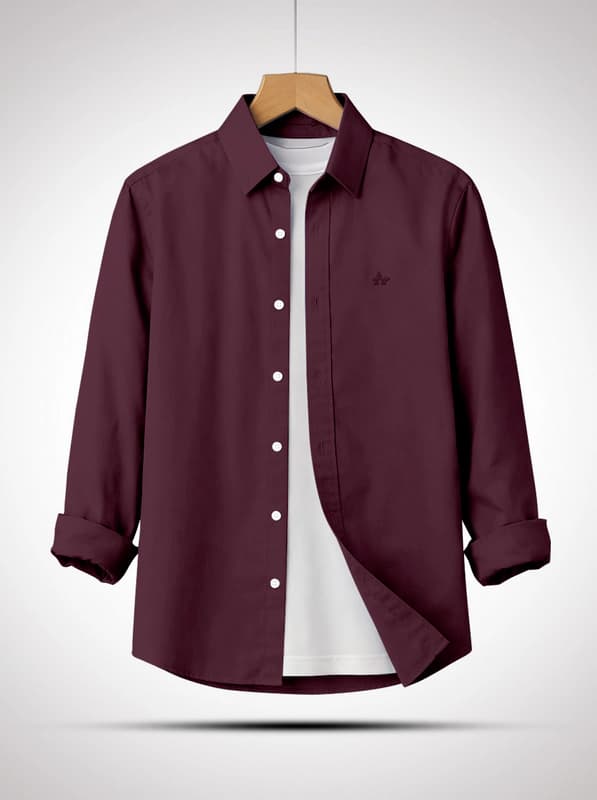 SHT55 Maroon Full Sleeves Shirt